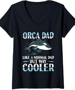 Womens Funny Orca Lover Graphic for Boys Men Kids Dads Lover V-Neck T-Shirt