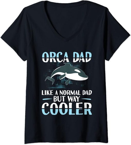 Womens Funny Orca Lover Graphic for Boys Men Kids Dads Lover V-Neck T-Shirt