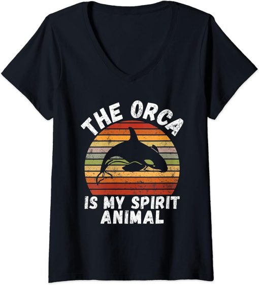 Womens The Orca is my Spirit Animal Orca Whale V-Neck T-Shirt