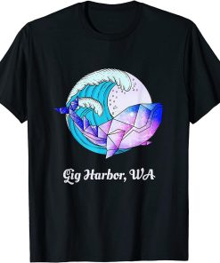 Gig Harbor WA Japanese Paint Geometric Orca Killer Whale T-Shirt