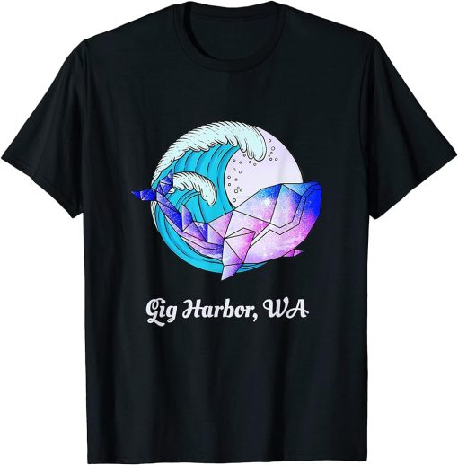 Gig Harbor WA Japanese Paint Geometric Orca Killer Whale T-Shirt